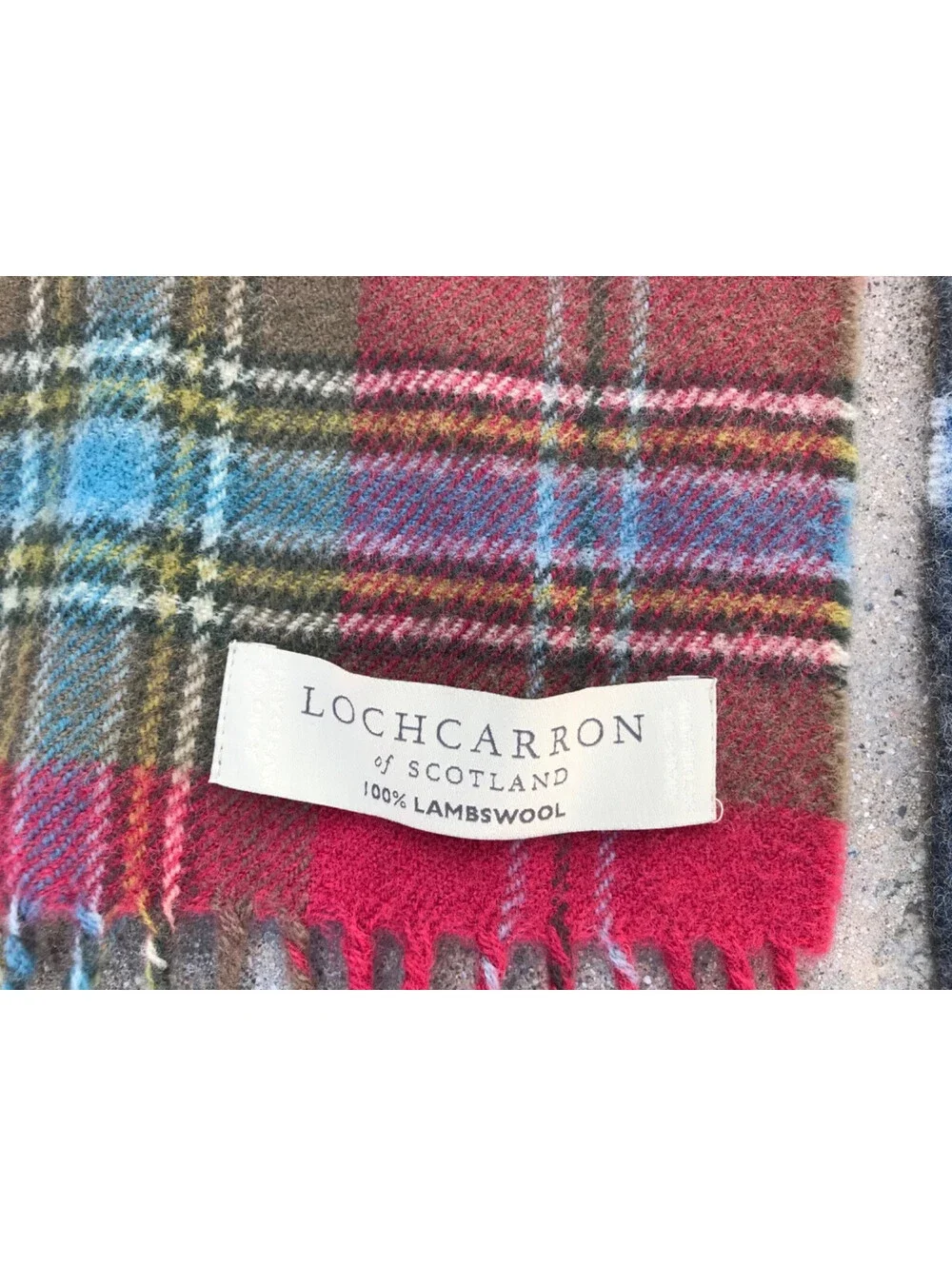 New Aran Islands Ireland Scarf and Used LOCHARRON both 100% Lambswool Plaid 9.5W